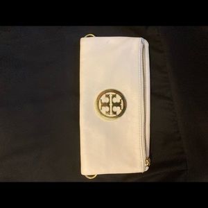 Tory Burch white leather clutch, no strap